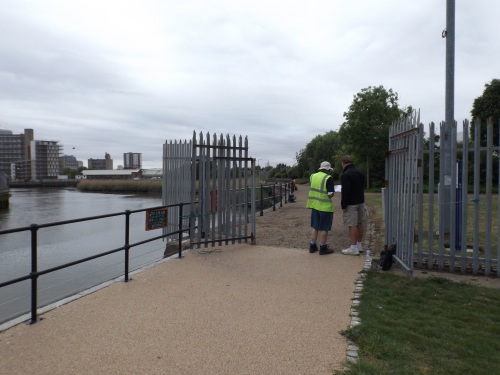 The gate on the riverside path open at last